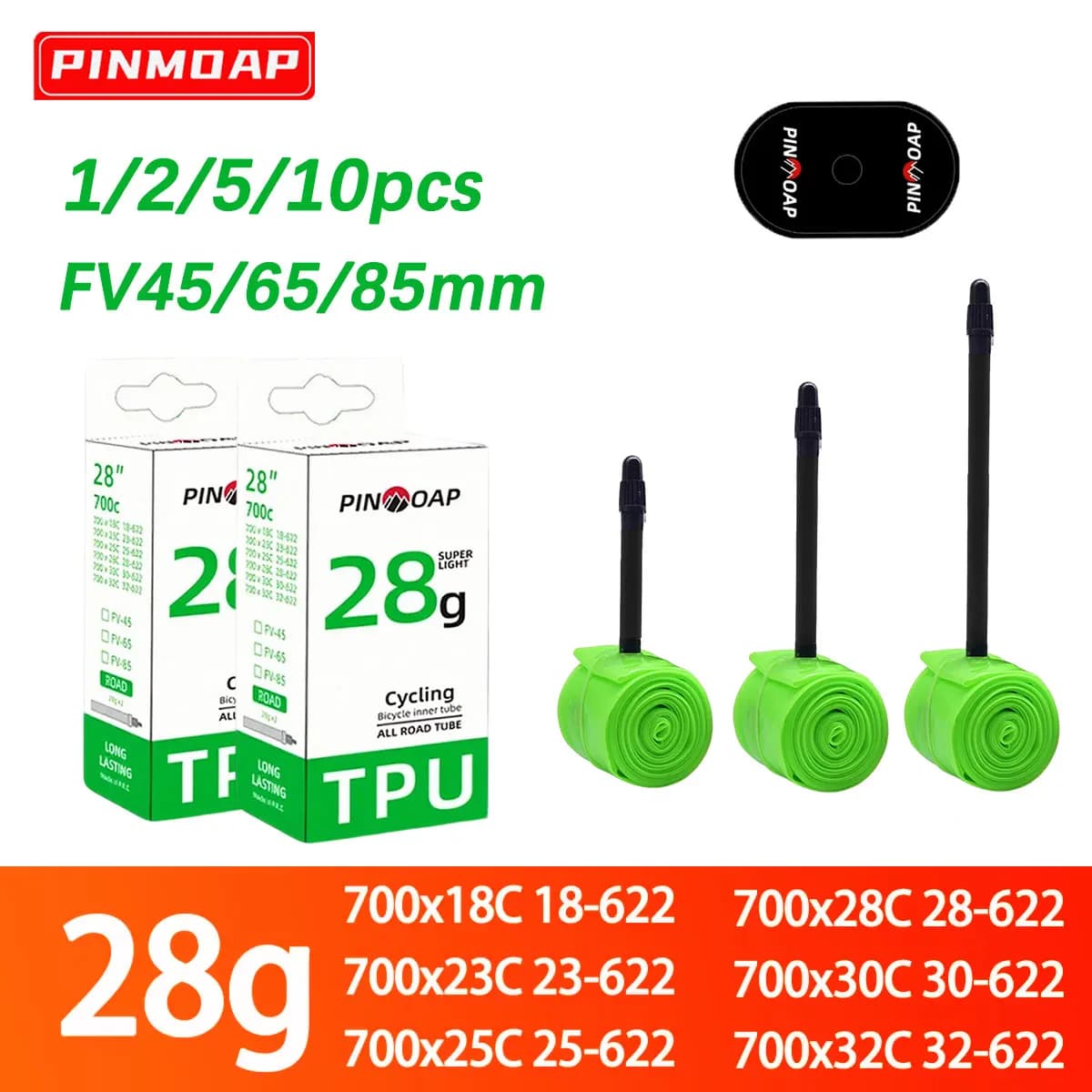 1/2/5/10pcs Nuovo Ultra Leggero Bici Da Strada Tubo Interno Della Bicicletta Valvola Tubo Interno Tpu Pneumatico 700c 45/65/85mm 28g Tubo Interno Portatile