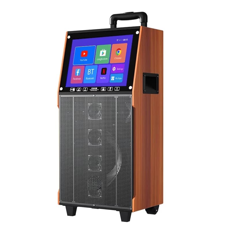 K6 Macchina per karaoke portatile senza fili con touch screen Altoparlante multifunzionale per interni/esterni Mini scatola di legno Home Theater
