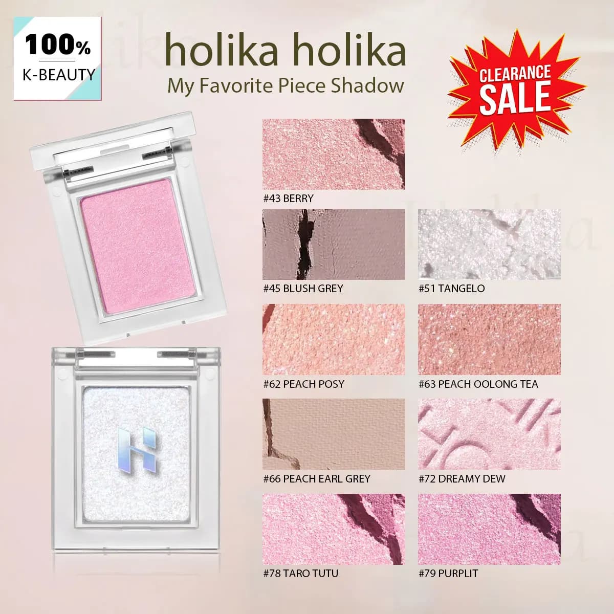 [Saldi] HOLIKA HOLIKA My Favorite Piece Shadow, Trucco di Lusso, Finitura Scintillante ​ Cosmetici Coreani ad Alta Pigmentazione, Trucco Coreano