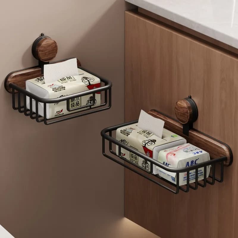 Portarotolo per carta igienica in legno di noce Dispenser per fazzoletti da bagno Organizzatore per rotoli di carta a parete Scaffale per la casa di moda