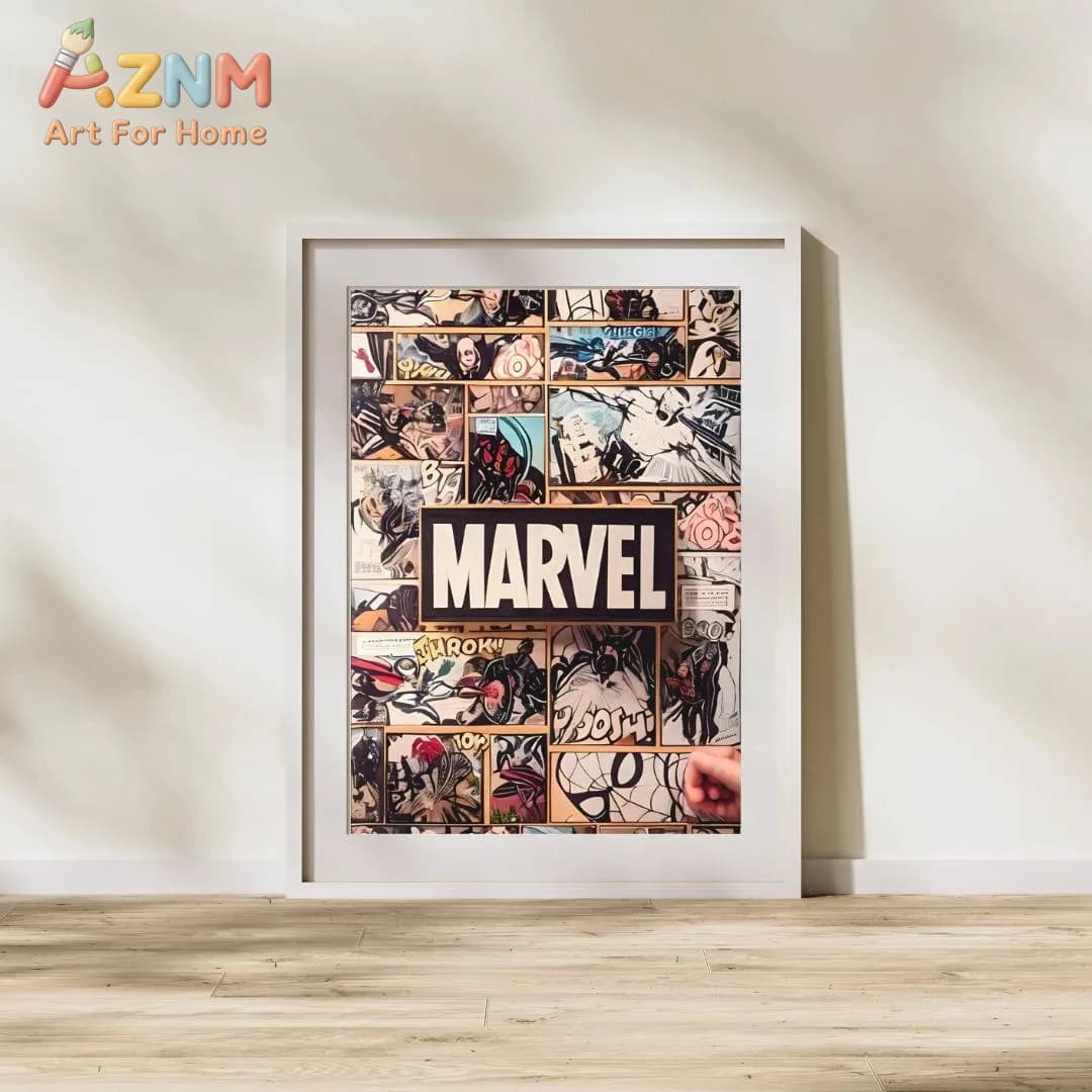 Poster Collage Fumetti Marvel _ Arte Murale Supereroi _ Decorazione Murale Marvel Comics _ Opera d'Arte Pop Culture _ Regalo per Fan Marvel