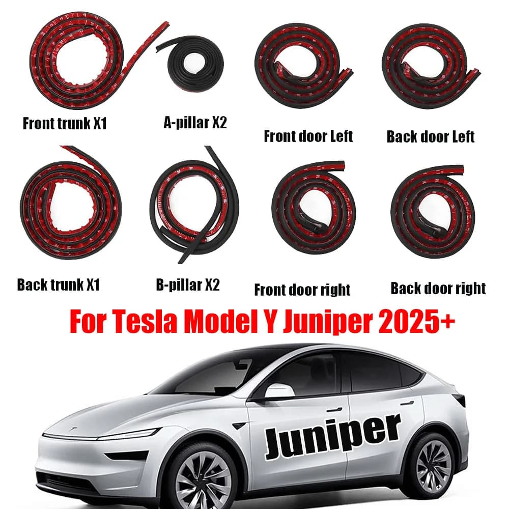 Kit insonorizzato per guarnizione porta per Tesla Model Y 2019-2025 Kit rumore vento con striscia di tenuta in gomma Juniper Highland