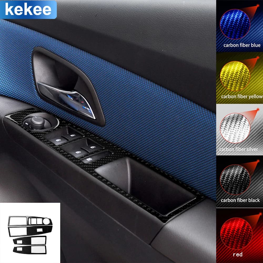 Per Chevrolet Cruze 2009-2015 pannello di controllo dell'ascensore della finestra della porta Tuning Cover adesivi morbidi in vero carbonio accessori interni per auto