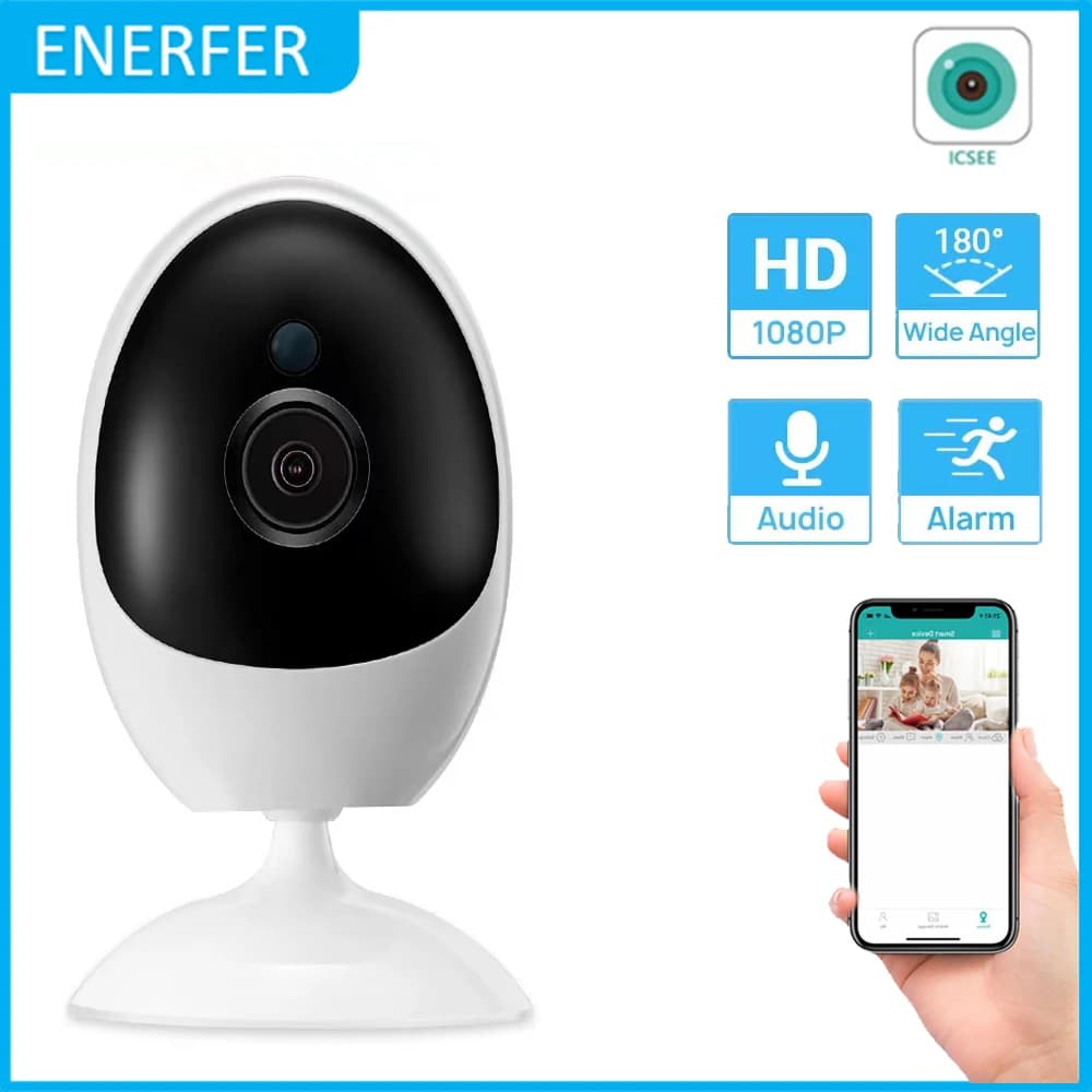 Telecamera WiFi grandangolare Fisheye da 3MP ICSEE 1080P Telecamera CCTV domestica Monitor per animali Rilevazione movimento Telecamera per bambini Audio bidirezionale