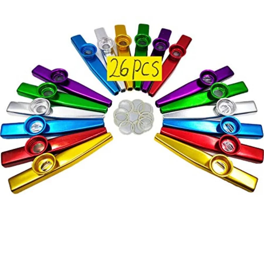 26 kazoo in metallo con 20 diaframmi per flauto kazoo, strumenti musicali, ottimo regalo, un buon compagno per ukulele, violino