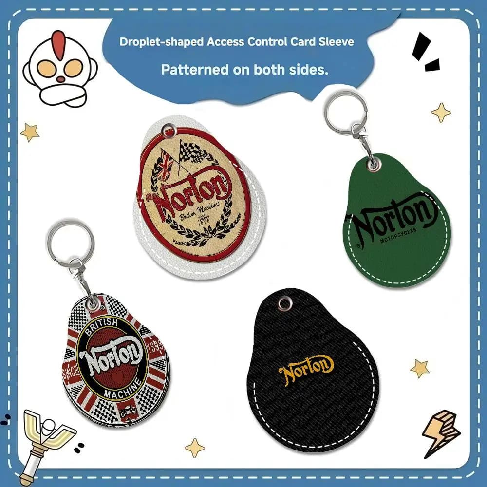 N-NORTONS Motorcycle Waterdrop aped N Acc Control Card Holder for Vehicles Public Transport Keychain Protective Cover