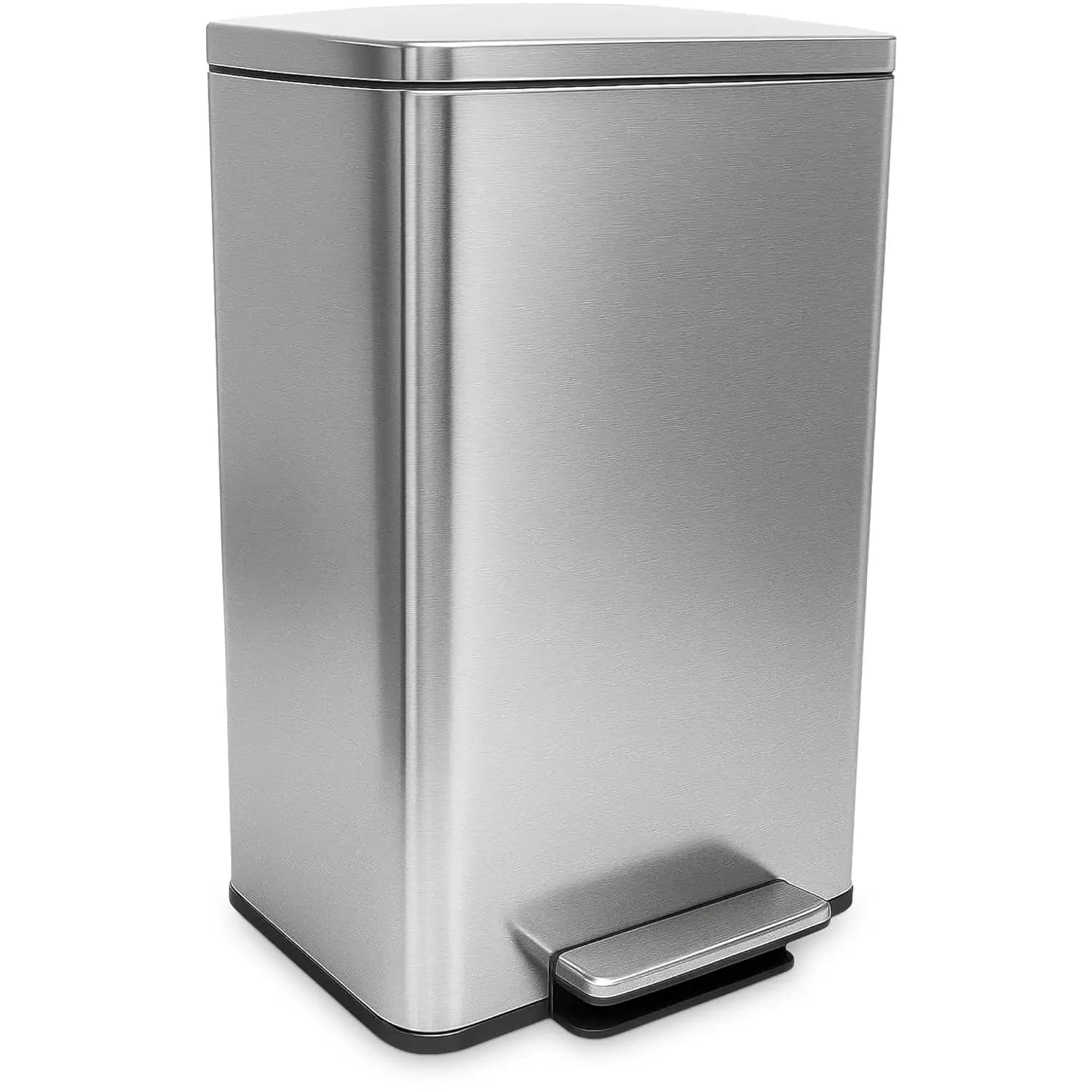 Cestino per Rifiuti da 50 Litri con Chiusura Morbida, Resistente alle Macchie, con Pedale e Filtro Integrato, in Acciaio Inossidabile con Finitura Elegante