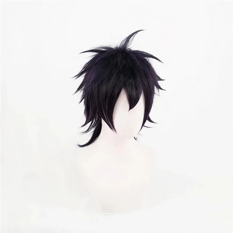 The Bizarre Adventures of JOJO N Orange Ghirga Cosplay Dark Purple Wig with Hair Band Heat Resistant Fiber Hair + Party Punk Protection