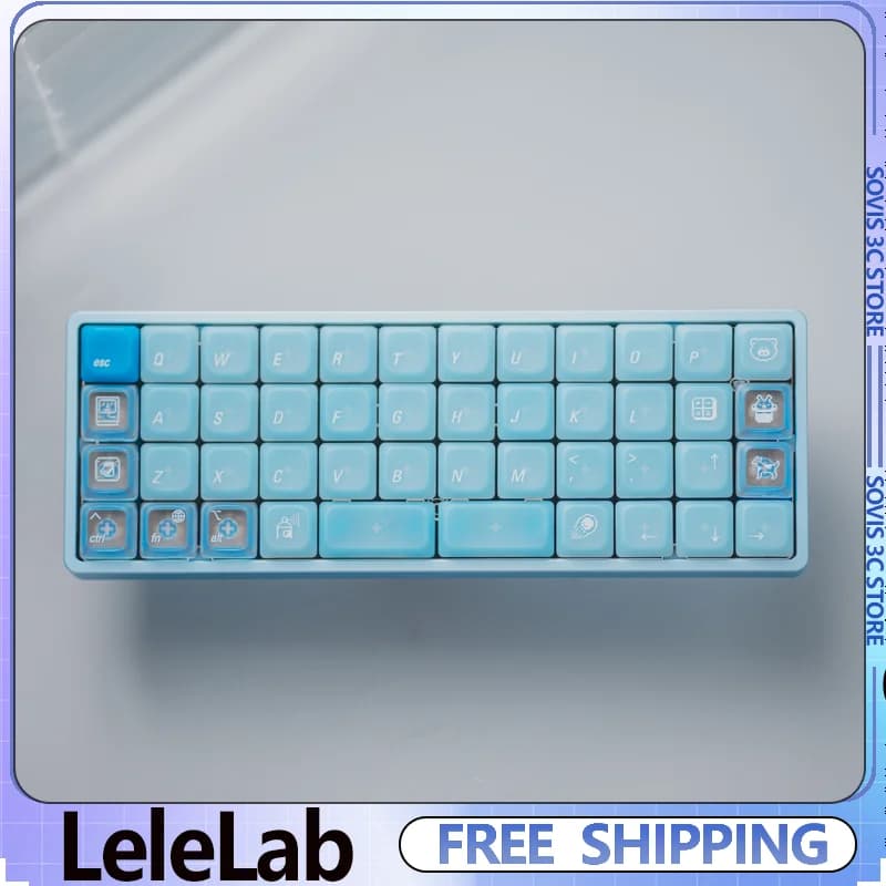 LeleLab LowSup-Ocean Blue Keycaps PC Fog Trasparenti a Profilo Basso 134 Tasti Personalizzati MX per Tastiera Meccanica