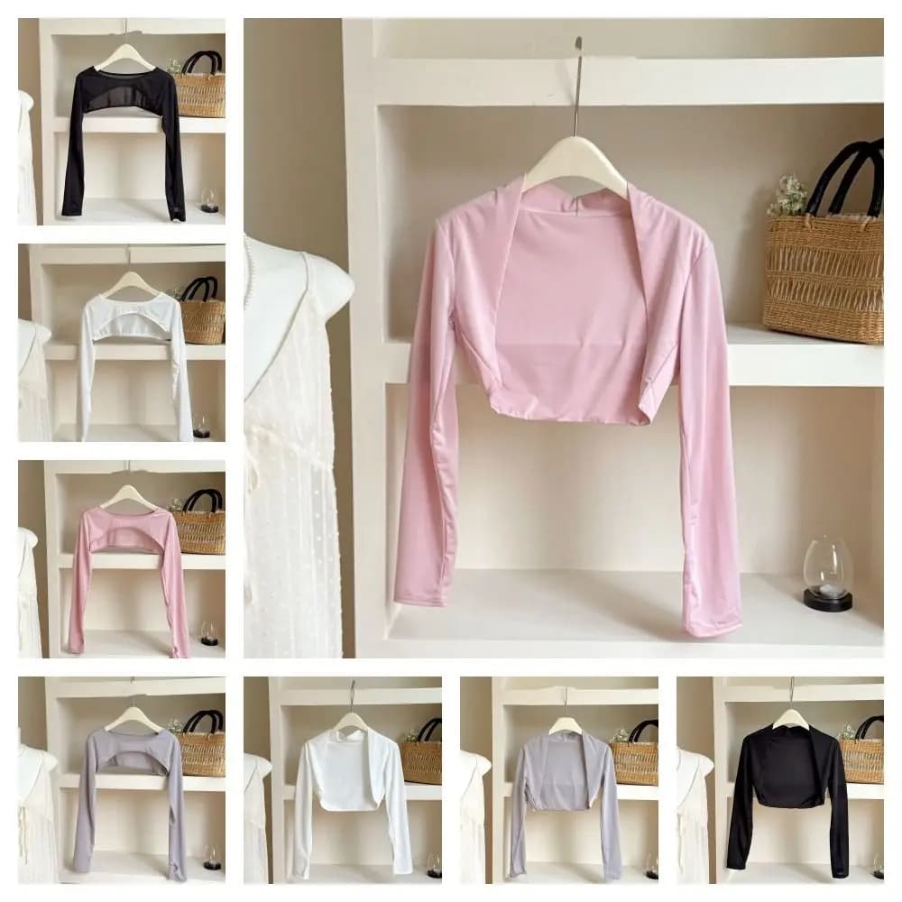 Ultra-thin Long Sleeve Crop Top Quick-Drying Anti UV Long Ice Silk Sleeves UV Protection Solid Color Sunscreen Arm Covers