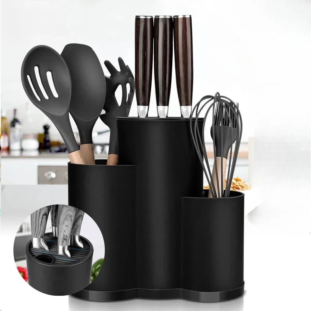Portacoltelli universale di sicurezza in plastica 2/3 in 1 con scatola portaoggetti scolapiatti cucchiaio forchette porta stoviglie organizer da cucina