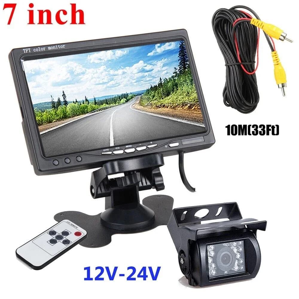 12-24v per RV Truck Bus Van Car IR backup Camera sistema di visione notturna 7 "Monitor per retrovisione cavo AV da 10m