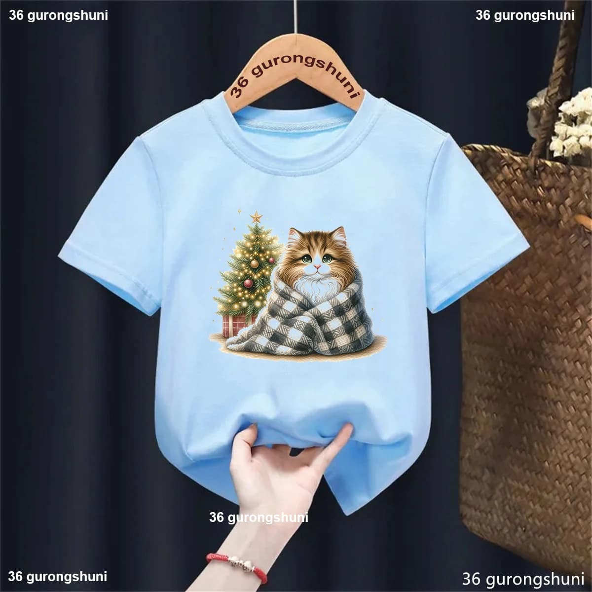 Chrsitmas Tree Cat Animl T-shirt stampata per ragazze/ragazzi Cat Love Football Abbigliamento per bambini Moda estiva T-shirt Kawaii Camicia Harajuku