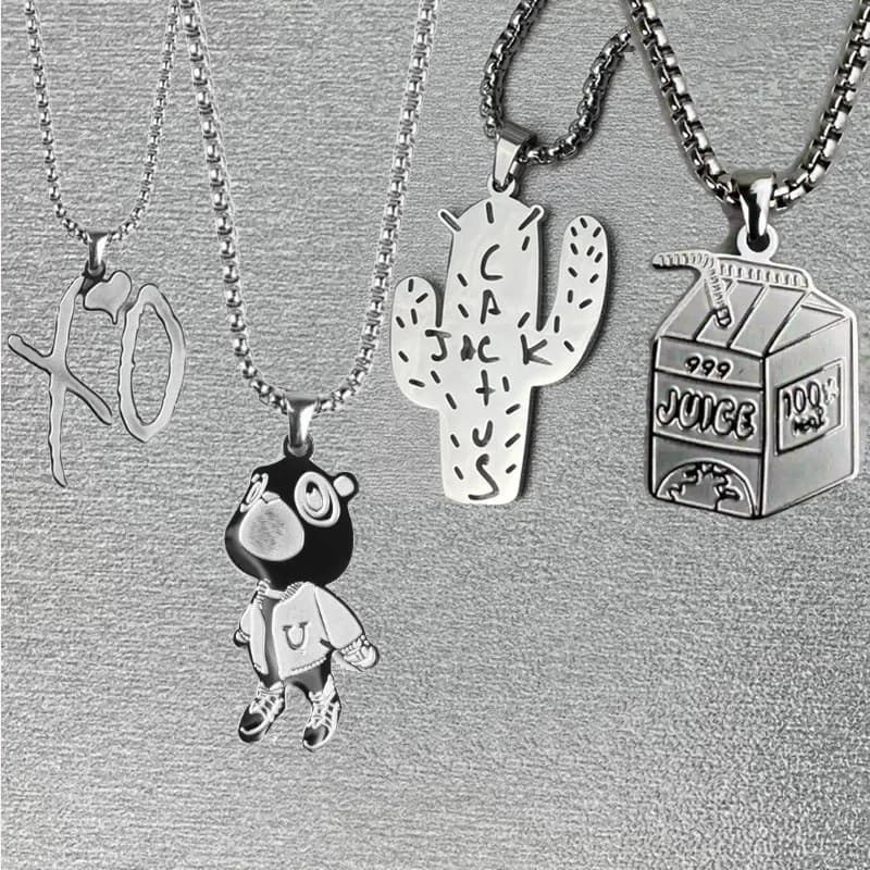 Cactus Pendant Necklace Stainless Steel Hip Hop Style Men's and Women's Versatile Anime Peripherals Halloween Gifts