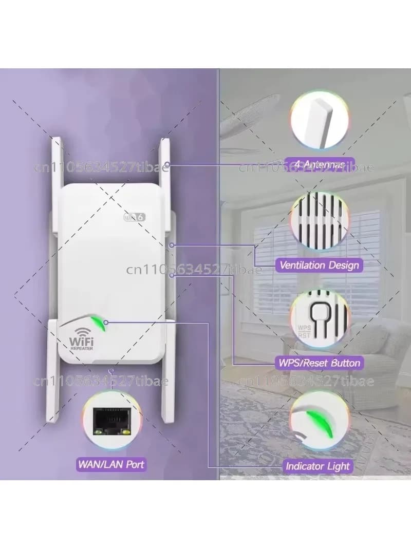 3000Mbps WiFi 6 Repeater Dual Band (2.4G/5GHz) Wireless Extender with Gigabit Ethernet Ports for Home & Office
