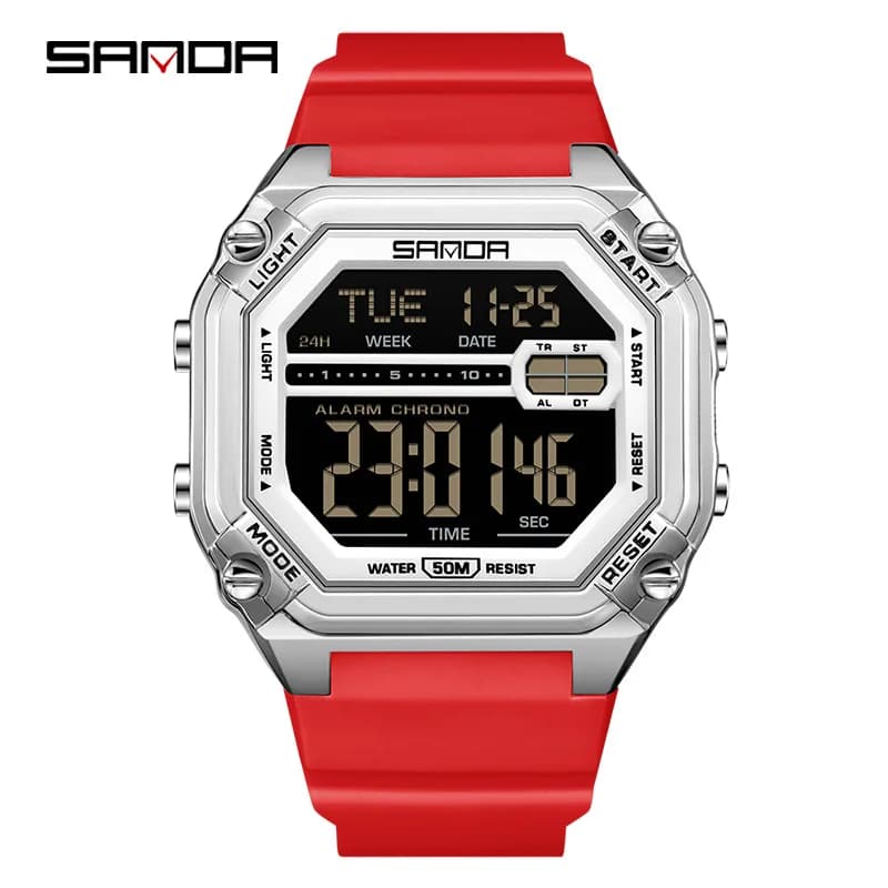 Sanda Hot Sale Watch Large Dial Trendy Male Multifunctional Digital Waterproof Electronic Watch Student Sports Square Watch