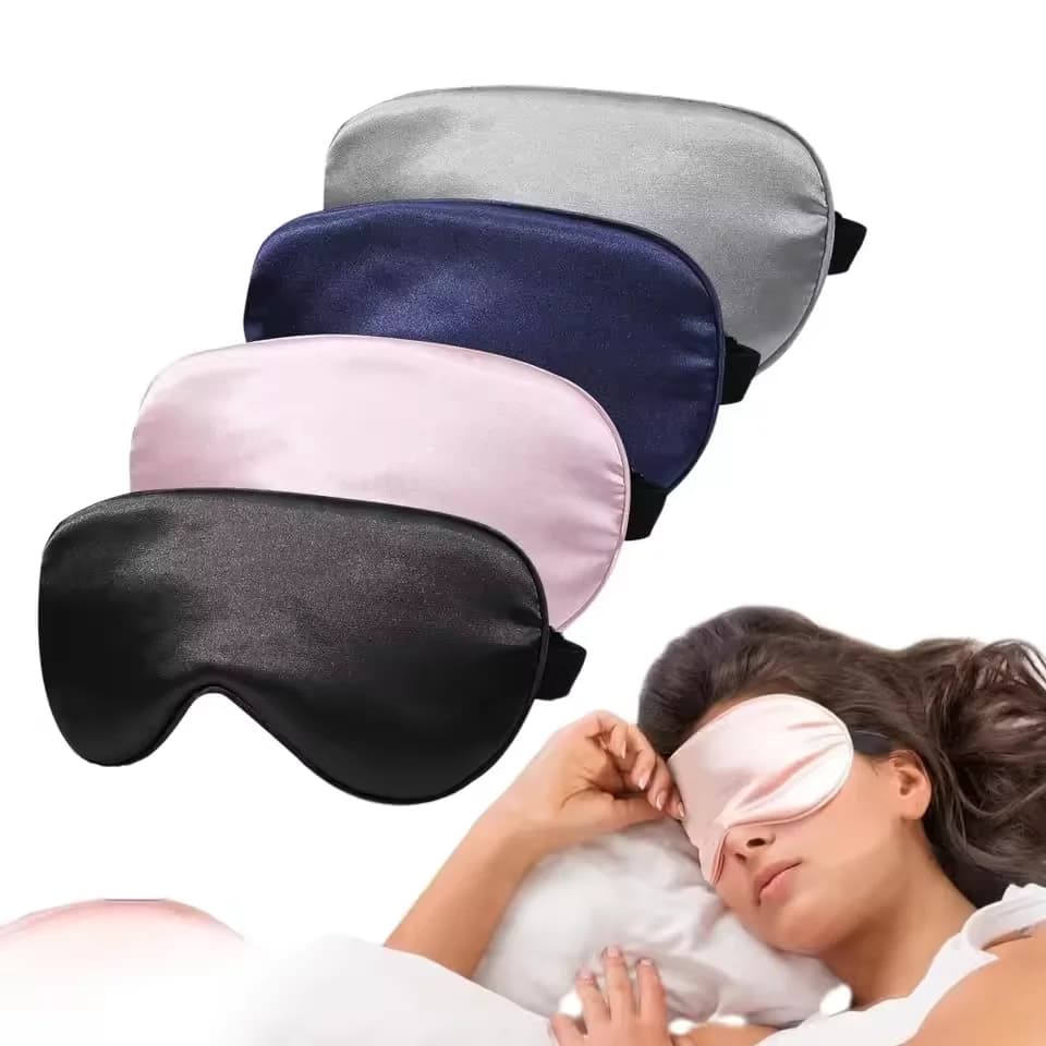 Soft Silk Sleep Mask 100 Percent Blackout Zero Eye Pressure Blindfold with Adjustable Strap for Travel Rest Yoga Skin Friendly