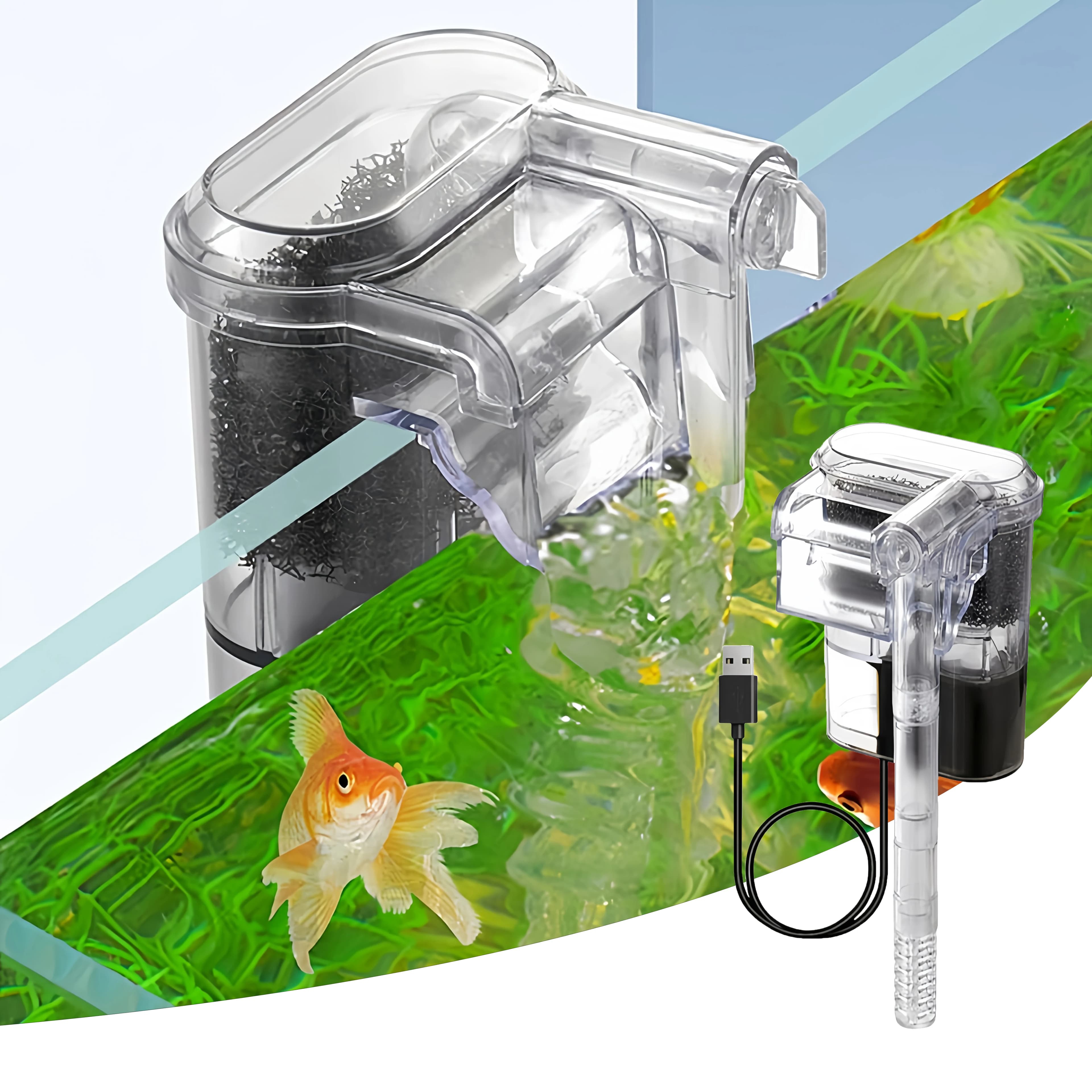 2.5W DC 5V Water wall filter USB Mini aquarium filter 250H/L Suitable for aquariums less than 30 cm