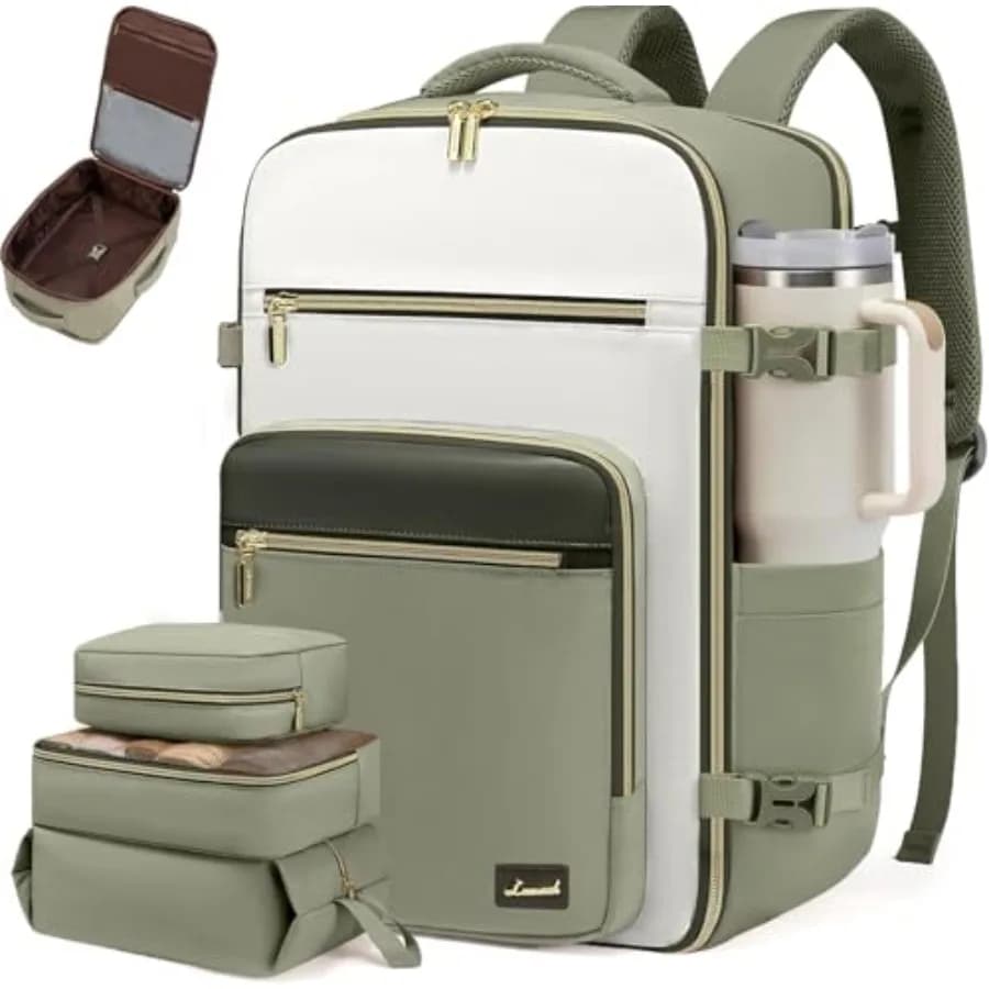 Zaino da viaggio per donna 40L, zaino da cabina approvato TSA, borsa da viaggio per oggetti personali, adatto a laptop da 17 pollici, per viaggi di lavoro e weekend