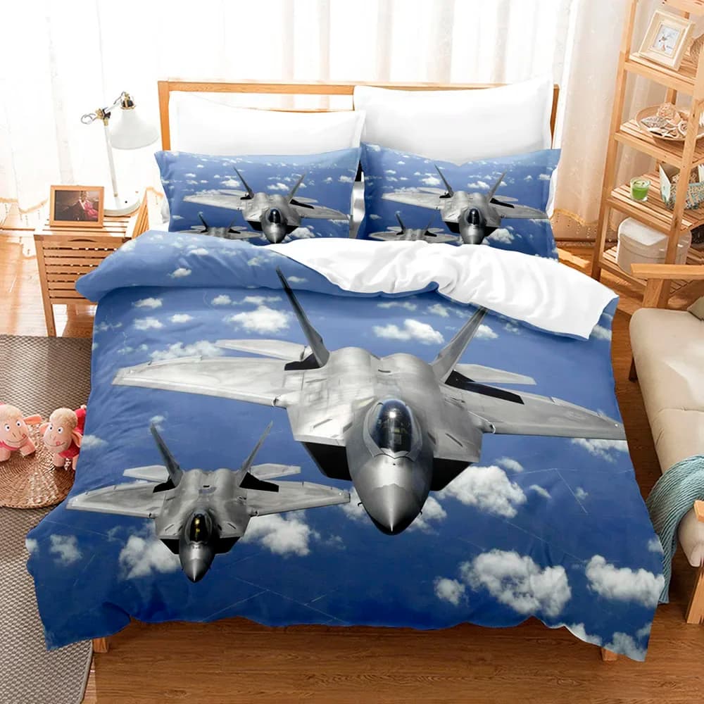 Set copripiumino letto matrimoniale per aereo da caccia Set copripiumino in super microfibra 135 Set biancheria da letto per aereo con stampa per bambini per ragazzo