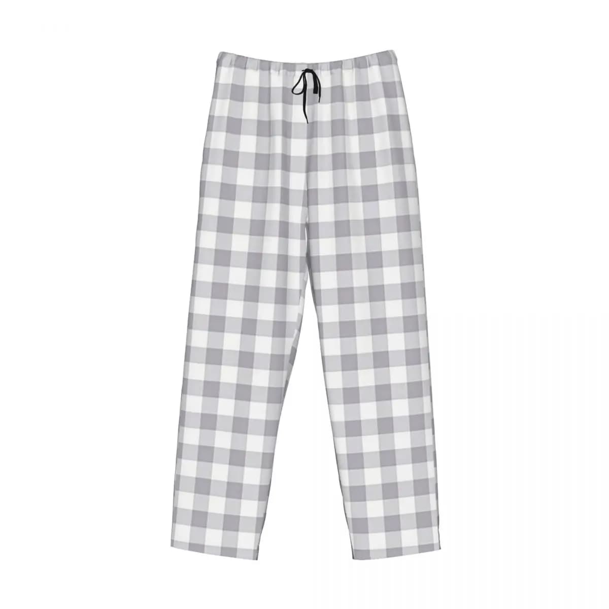 Pantaloni da pigiama a quadretti grigi e bianchi personalizzati Pantaloni da notte da uomo con tasche