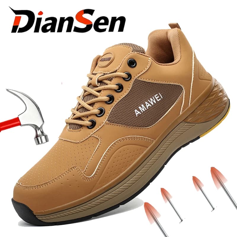 Non Slip Steel Toe Safety Shoes for Men Anti Smash Anti Puncture Work Sneakers Durable Protective Footwear for Industrial Use