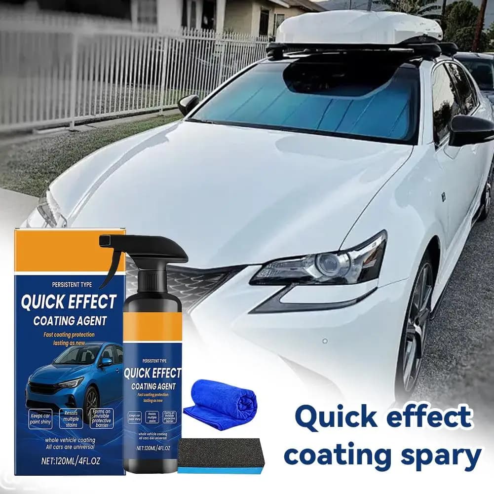 Kit Spray per Rivestimento Auto 120ml con Panno e Spugna, Cera Ceramica Idrofobica Antigraffio, Accessorio per la Cura e il Rinnovo della Vernice Auto