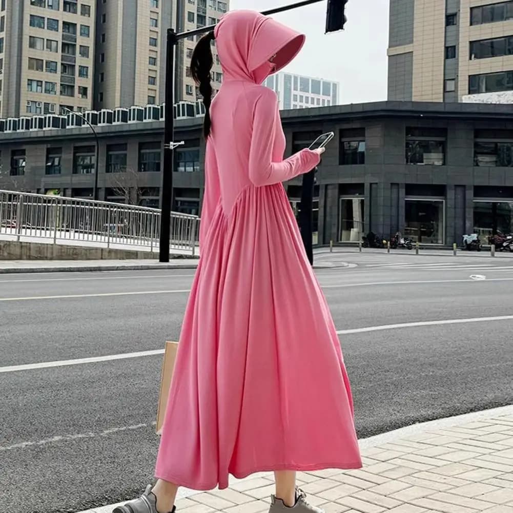 Protezione solare Giacca lunga Donna Protezione solare per tutto il corpo Abbigliamento Protezione UV estiva Vita stretta Lunga e sottile Veste di protezione solare
