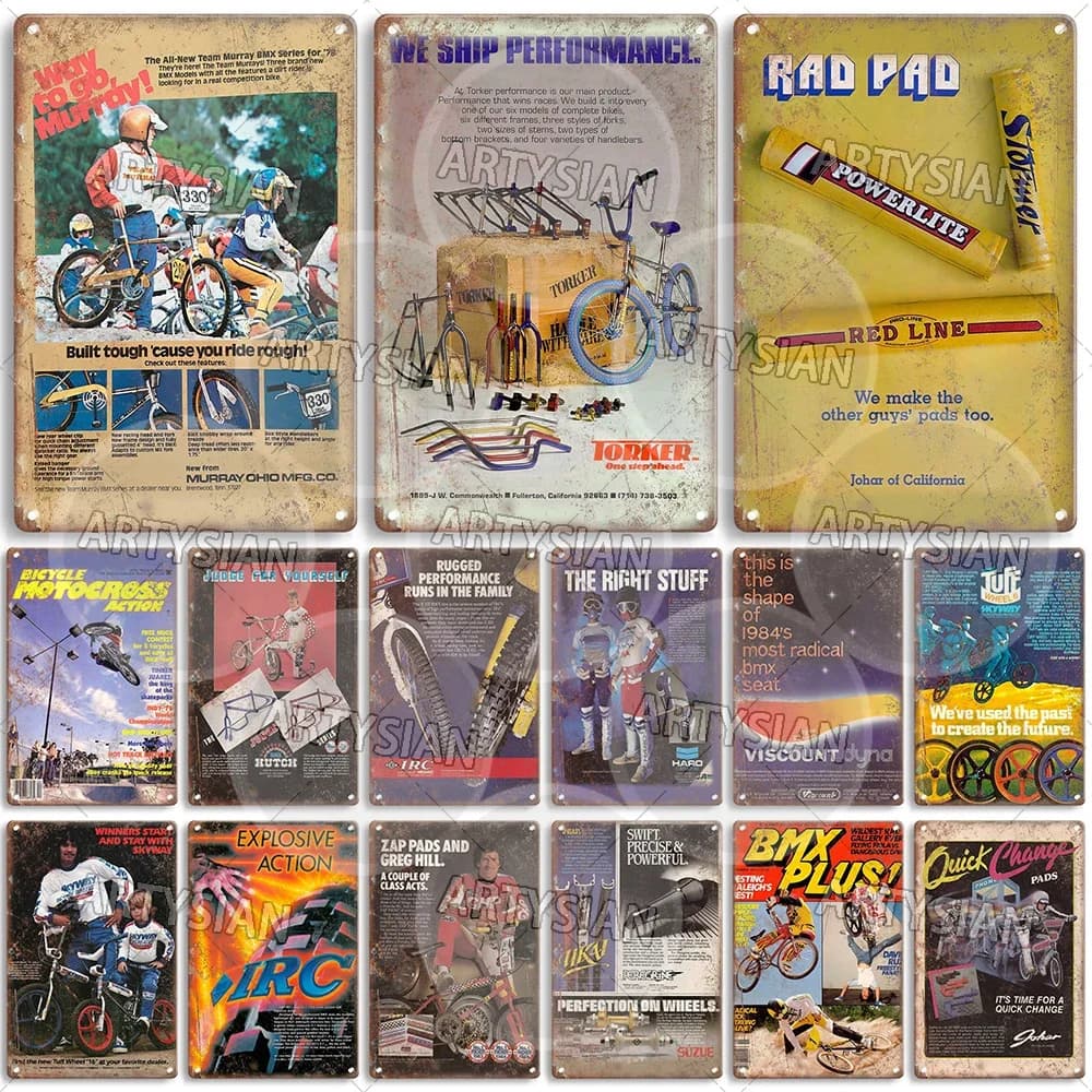 Vintage BMX Bike Targa in metallo Bicicletta Motocross Targa Racing Murray Torker Hutch IRC Haro Skyway Viscount TUF Ruote Powerlite