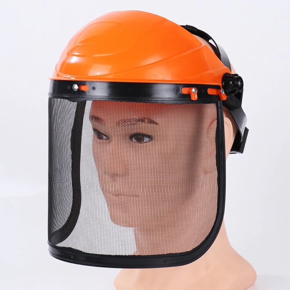 Casco per motosega in rete metallica protezione antispruzzo fodera in spugna visiera in rete maschera protettiva per casco di sicurezza regolabile in rete grande