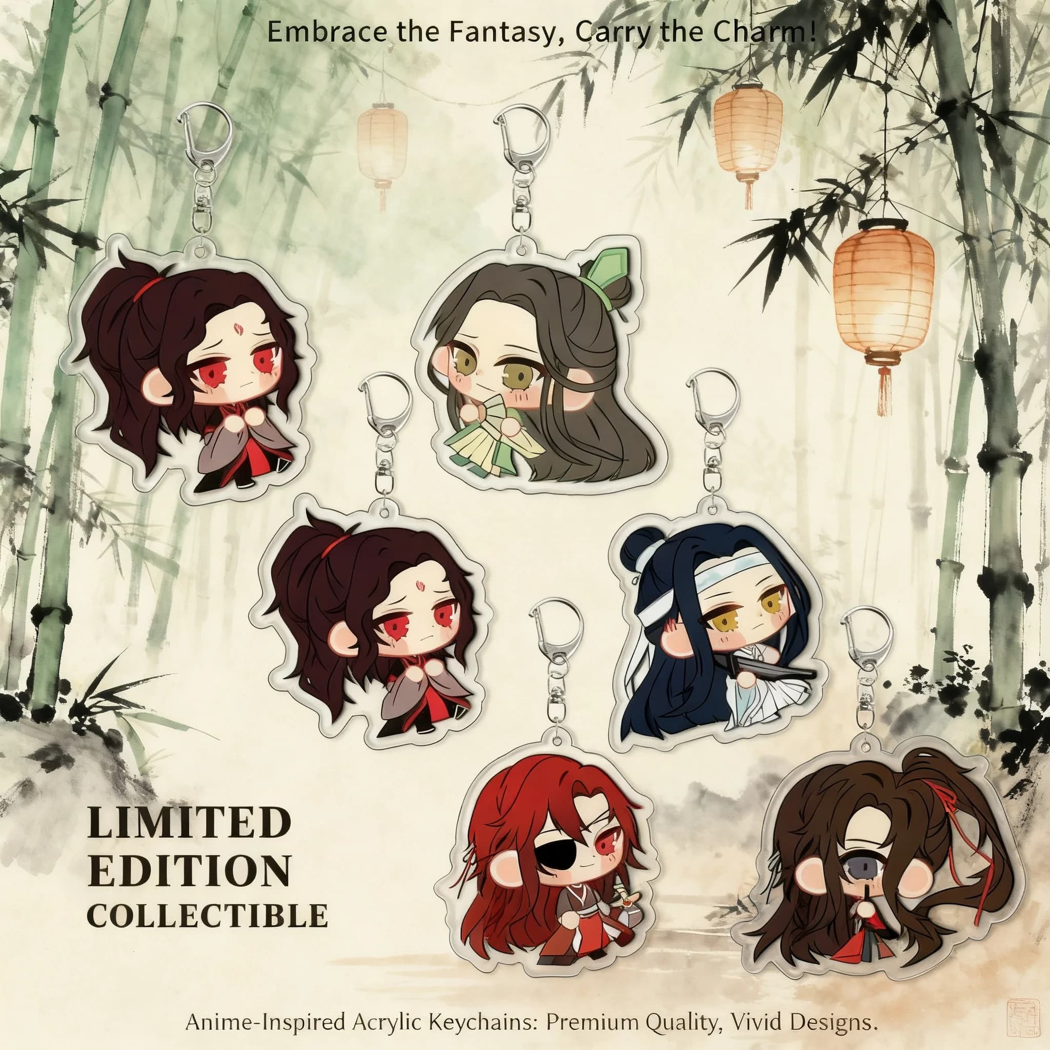 Portachiavi in Acrilico Tianci Xie Lian, Ciondolo Anime Originale, Statuetta da Collezione Fatta a Mano, Regalo per Fan e Cosplay