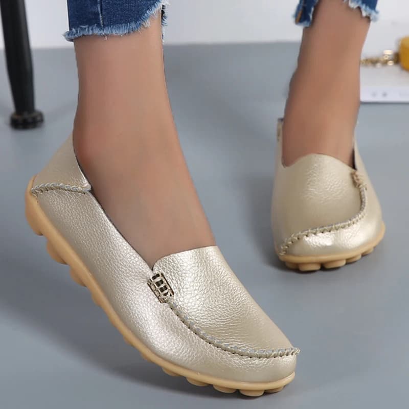 Scarpe Basse da Donna alla Moda, Comode Mocassini in Vera Pelle, Calzature con Plateau