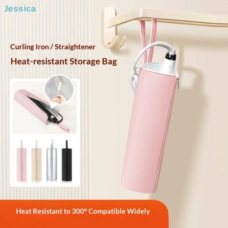 Heat-resistant storage bag for curling iron - Suspended case for plates and hair styling tools