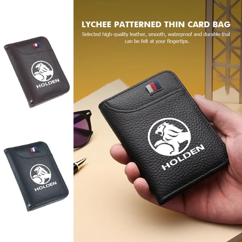 Leather Litchi Pattern Purse Business Man Bifold ID Card Wallet For Holden Colorado Captiva Commodor VY VZ HSV Astra VT VX VU