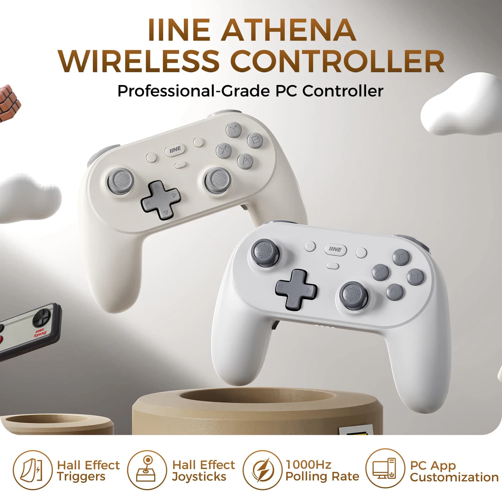 IINE PC/iOS/Android/telephone/ switch, Hall effect trigger, Hall effect joystick and 1000 Hz polling frequency