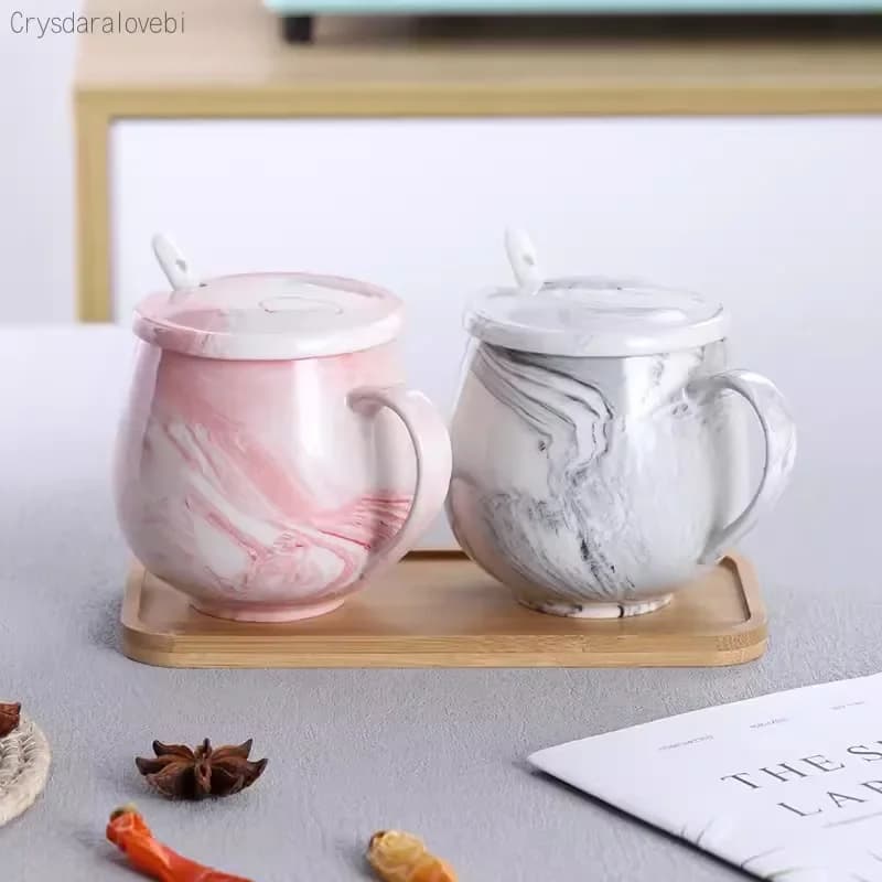 Set di 4/5 Barattoli in Ceramica Effetto Marmo per Spezie, Olio e Sale, Stile Nordico per la Cucina