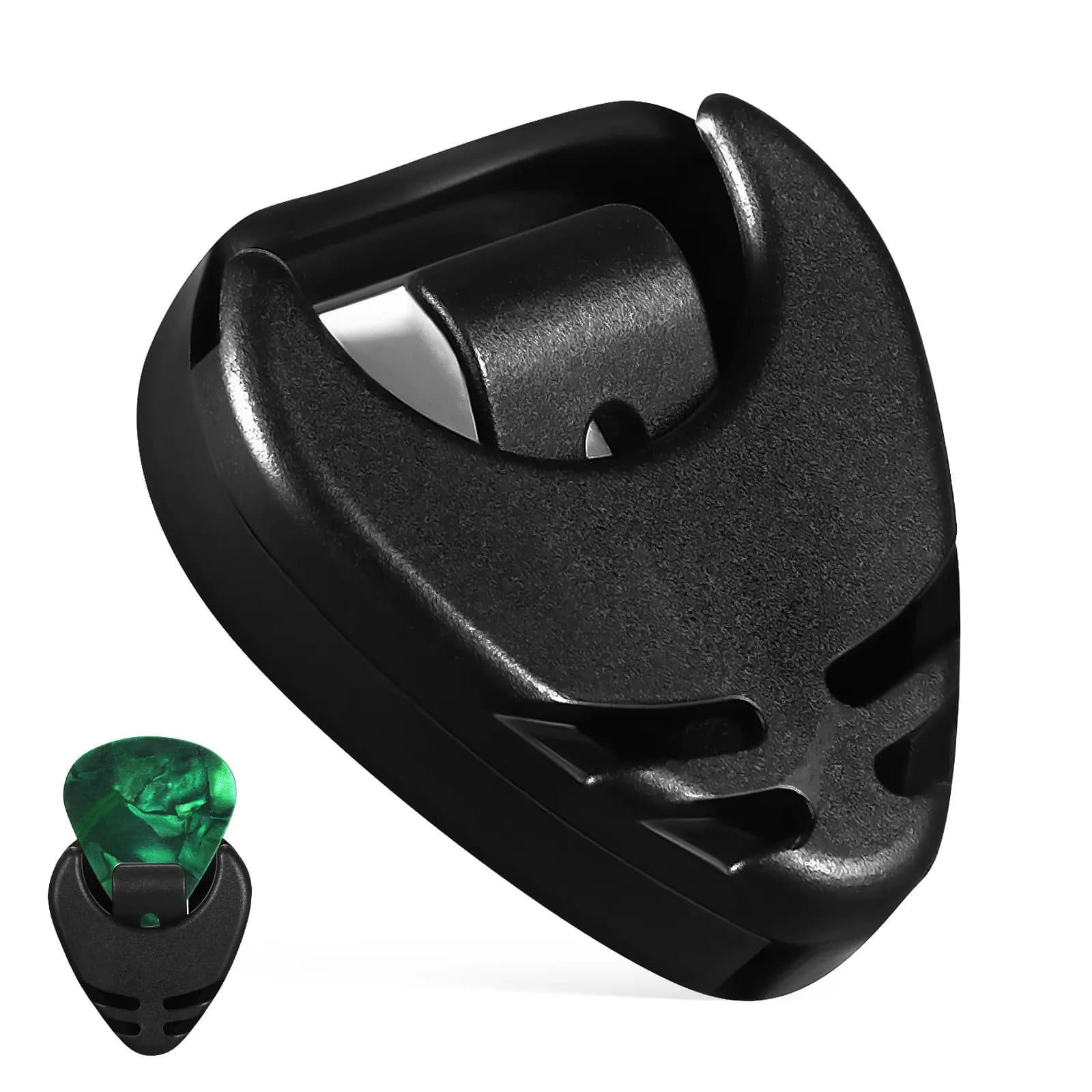 Portaplettro Nero per Chitarra con Molla, Organizzatore Sicuro e Portatile, Accessorio Adesivo per Chitarra Elettrica e Acustica