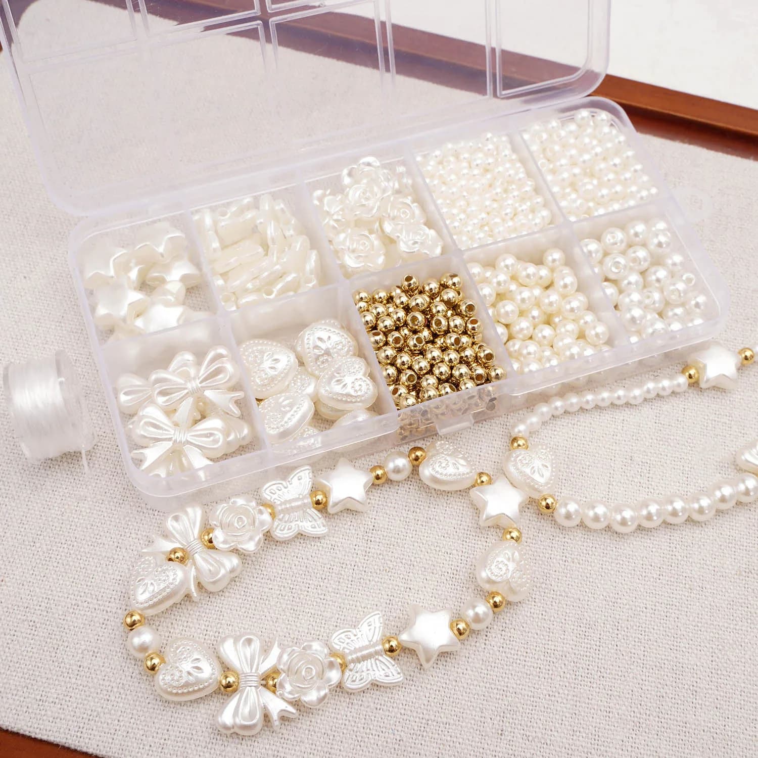 Fake beads set for DIY jewellery, 800 pieces/box, for bracelets, necklaces, earrings accessories
