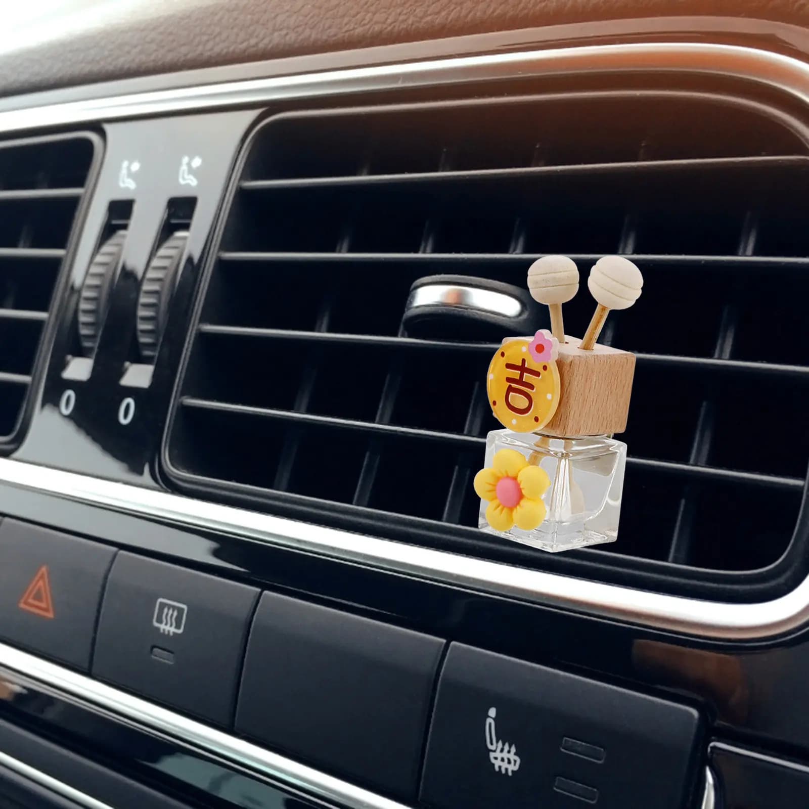 Set di 3 Diffusori per Auto in Vetro Ricaricabili, Bottiglie Vuote per Oli Essenziali, Clip per Profumo da Auto, Deodorante per Aria, Ornamento per Aromaterapia