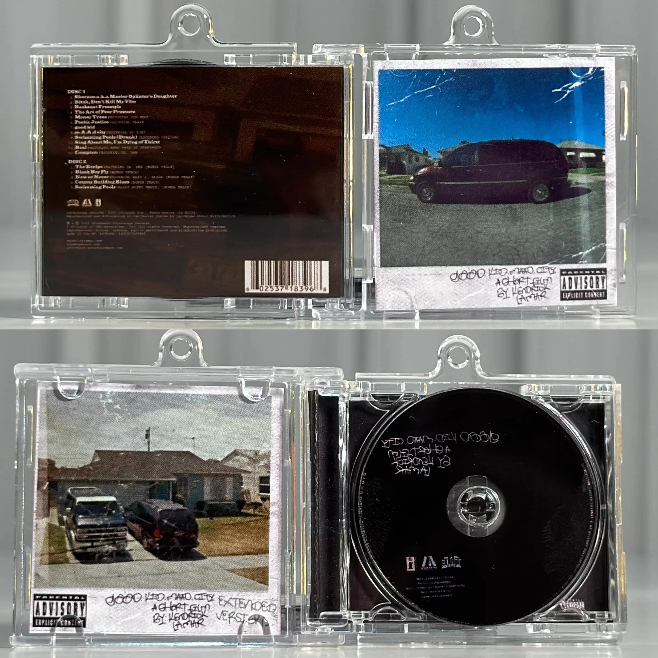 Kendrick Lamar MINI CD musicale Portachiavi NFC fai da te Good Kid MAAD City Album Gioca a brani Portachiavi Cosplay Ciondolo Collana in acrilico Regalo