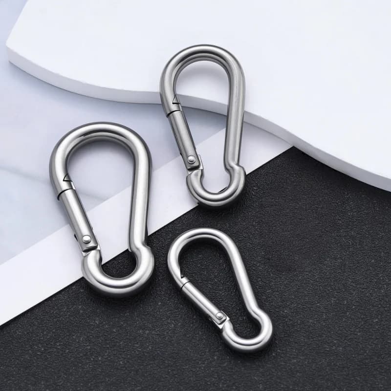 2Pcs Stainless Steel Spring Hook Quick Link Spring Snap Carabiner 40/60/70mm Lock Ring Hook Climbing Safety Buckle