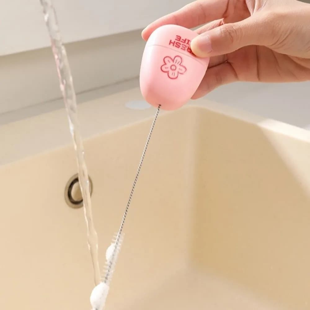 New 2in1 Straw Brush Long Handle Steel Wire Cup Lid Brush Magnetic Bottle Cleaning Brush Household Cleaning