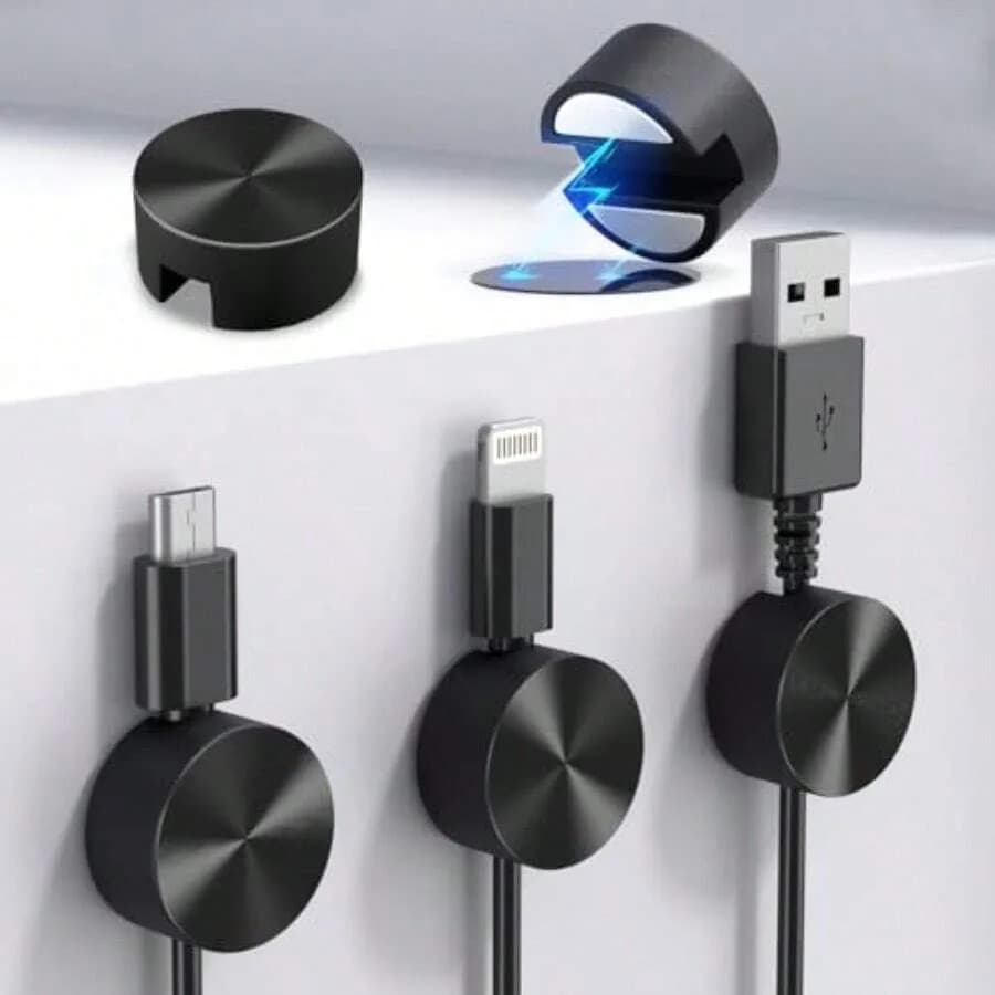 Silicone Magnetic Clips 5Pcs Cable Management High-Grade Magnetic Cord Holder CD Texture Cable Clips Desk Accessories And Works