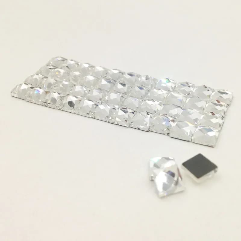 200 pz/lotto 4MM 6MM 8MM Quadrato Crystal Clear AB HotFix FlatBack Strass di vetro strass, Forma Fancy DMC Quadrato Hot Fix Pietre