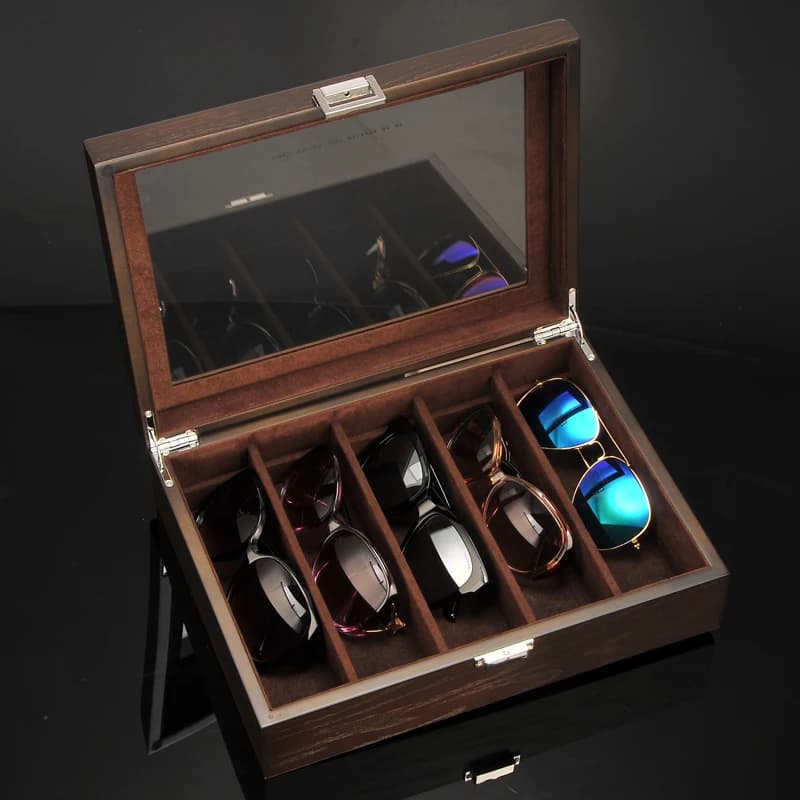 Custodia per occhiali di lusso Scatola per organizer per lenti da uomo in legno Custodie per occhiali da sole da donna Scatole protettive per occhiali impermeabili