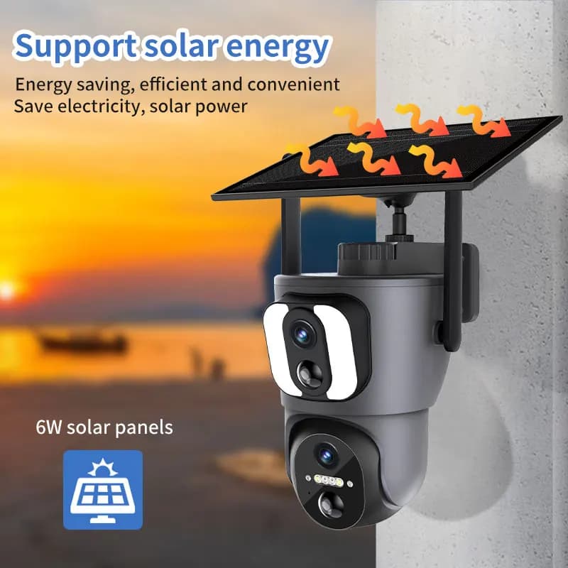 Doppia lente 5MP Ubox APP Energia solare WIFI/4G Telecamera dome IP Full Color AI Rilevazione umanoide Sicurezza domestica CCTV Baby Monitor