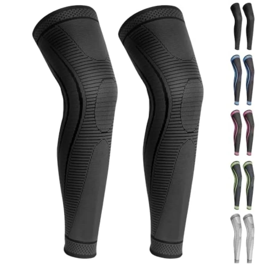2 Pack Full Leg Compression Sleeves for Men And Women Long Knee Brace Support for Basketball, Running, Workout, Cycling, Sport