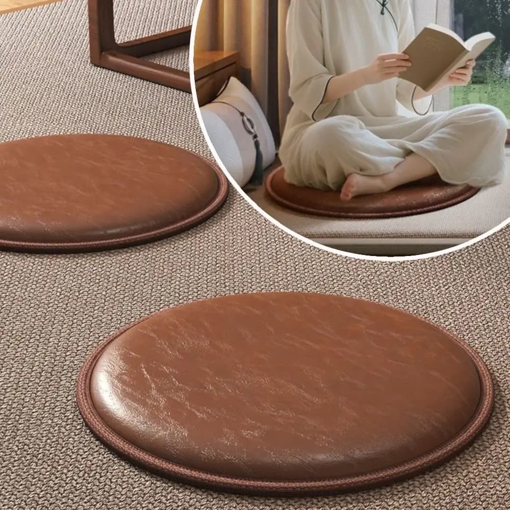 Zafu Thick Leather Cushion Soft Non-Slip Round Sitting Seat Pad Waterproof 35/40cm Dining Chair Pad Meditation