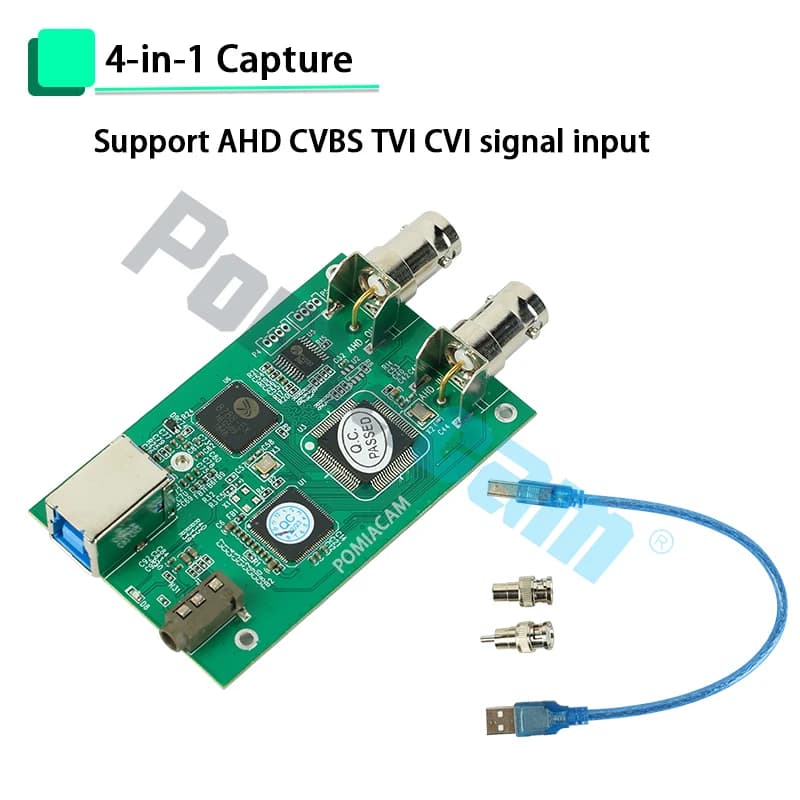 4 in 1 CAPTURE CARD converts AHD,CVBS,TVI,CVI USB 3.0 Plug and Play Works with OBS,Potplayer, AMCAP For Windows,Linux,Android