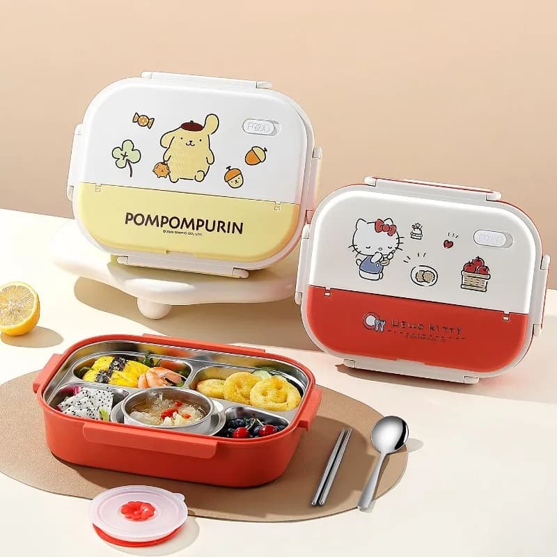 Sanrio Hello Kitty Porta Pranzo in Acciaio Inossidabile, Contenitore Termico a Griglia, Portatile, Design Carino, Cartone Animato, Ottima Idea Regalo di Compleanno, Vendita Calda
